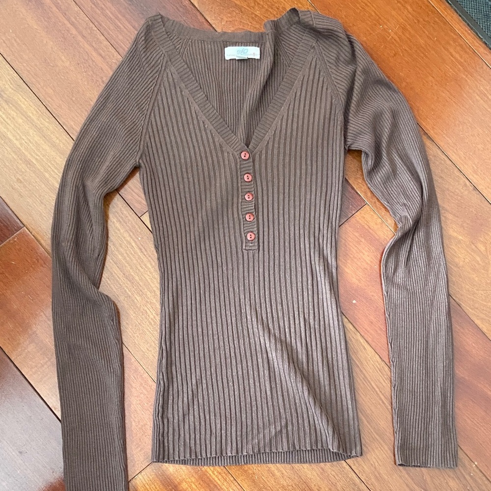 Vintage SO Brand Chocolate Brown Ribbed Top